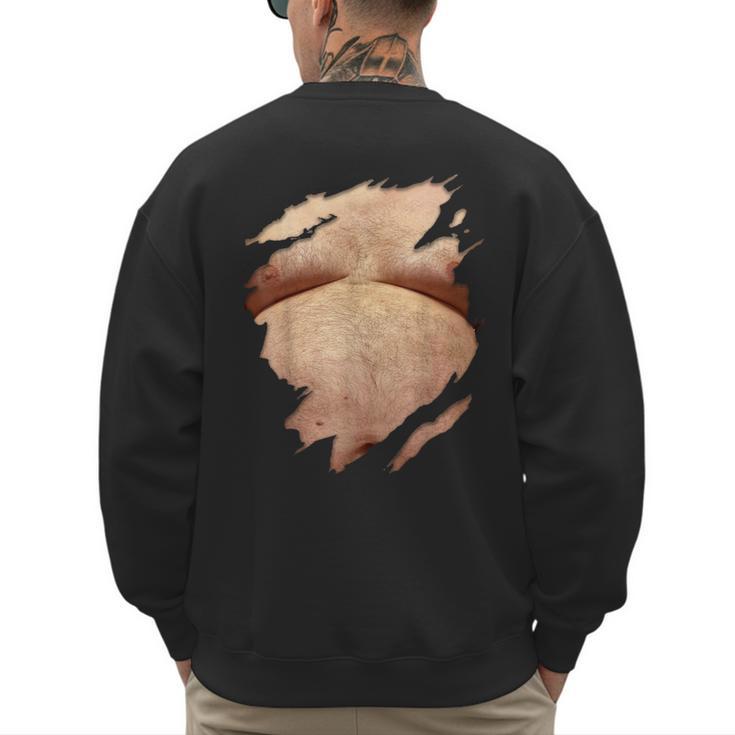Fat Hairy Guy Big Stomach & Man Boobs Fat Dad BOD Men's Sweatshirt Back Print