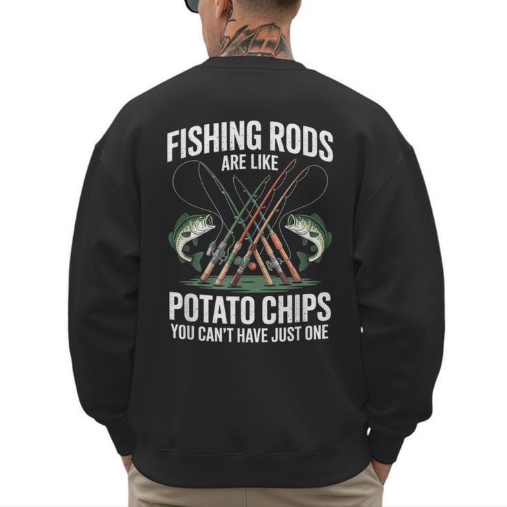 Fishing Rods Are Like Potato Chips Dad Fisherman Men's Sweatshirt Back Print