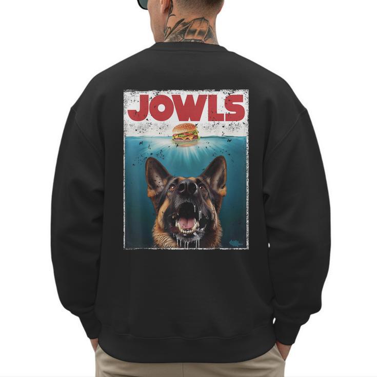 German Shepherd Jowls Hamburger GSG Dog Mom Dog Dad Men's Sweatshirt Back Print