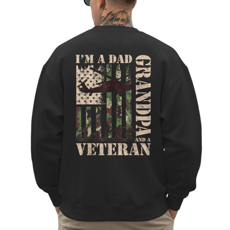 Grandpa Veteran Fathers Day Dad Veteran Camo American Flag Men's Sweatshirt Back Print