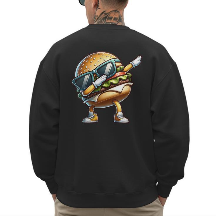 Hamburger Dabbing Kids Men Women Dab Dance Cheeseburgers Dad Men's Sweatshirt Back Print