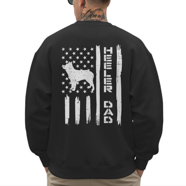 Heeler Dad Flag Vintage Blue Red Cattle Dog Patriot Men Men's Sweatshirt Back Print