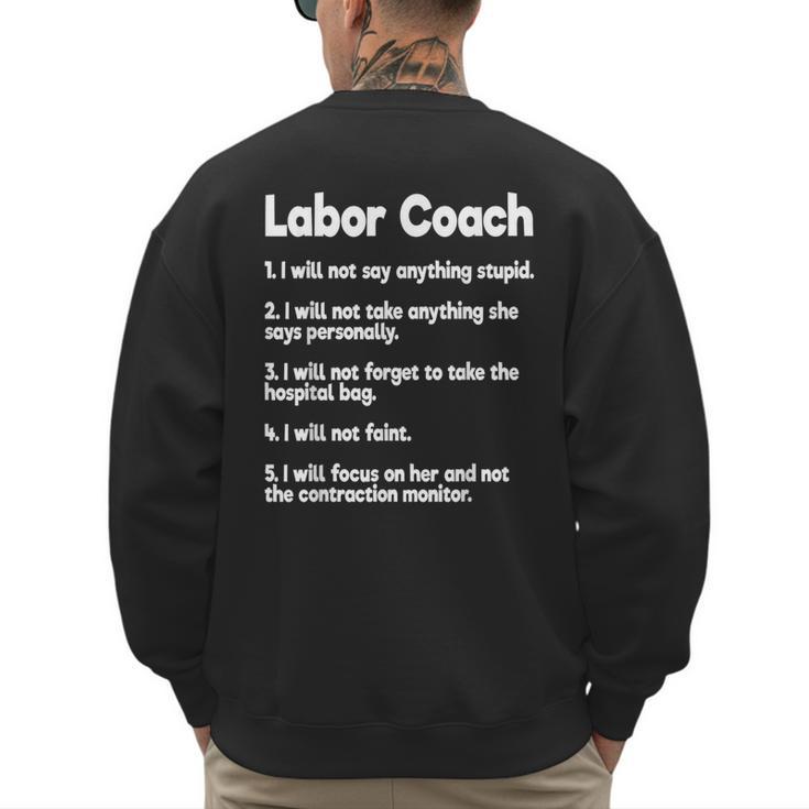 Labor Coach Expecting Dad Rules Papa Baby Men's Sweatshirt Back Print