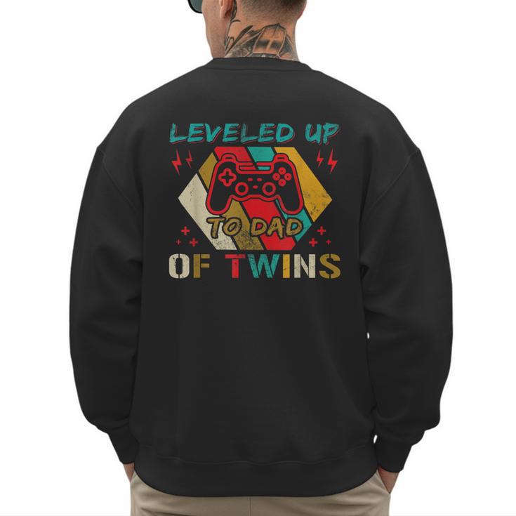 Leveled Up To Dad Of Twins Video Gamer Gaming Men's Sweatshirt Back Print