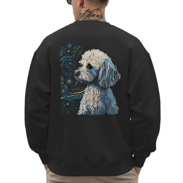 Maltipoo Starry Night Van Gogh Maltipoo Mom Dad Owner Men's Sweatshirt Back Print