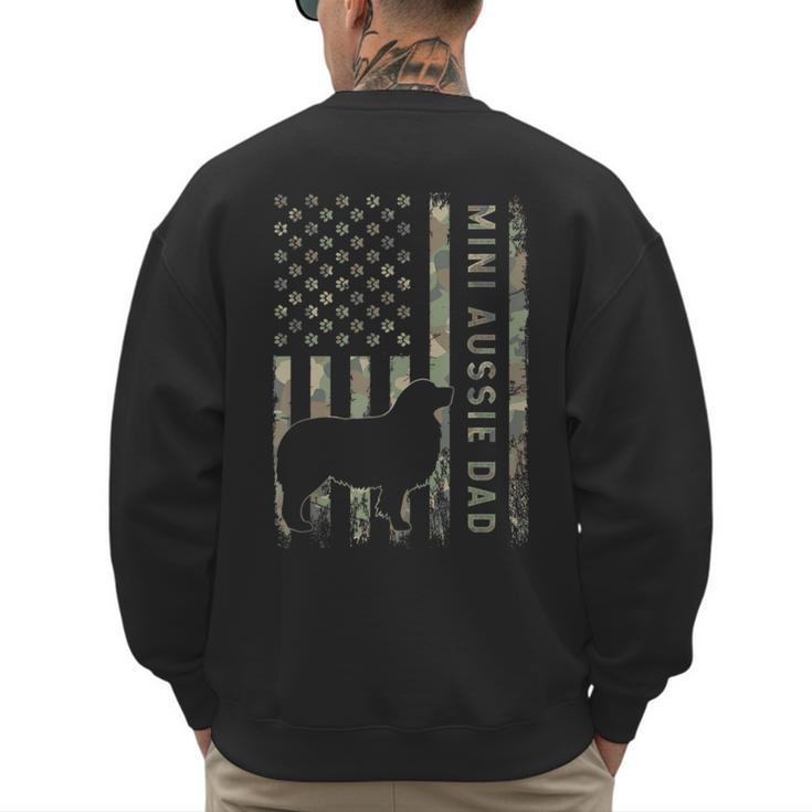 Mini Aussie Dad Australian Shepherd Dog Camo USA Flag Men's Sweatshirt Back Print