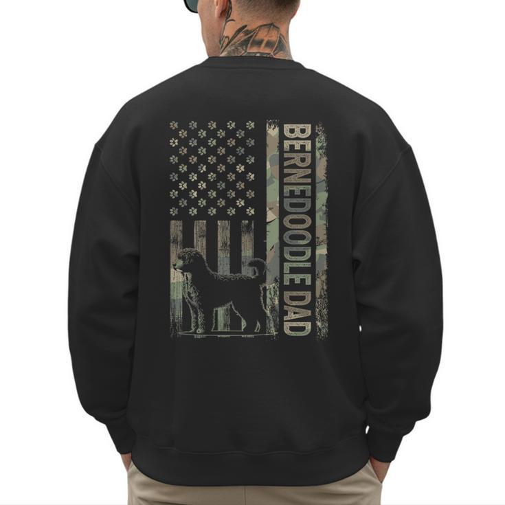 Mini Bernedoodle Dad Camo USA Flag DESIGN ON BACK Men's Sweatshirt Back Print
