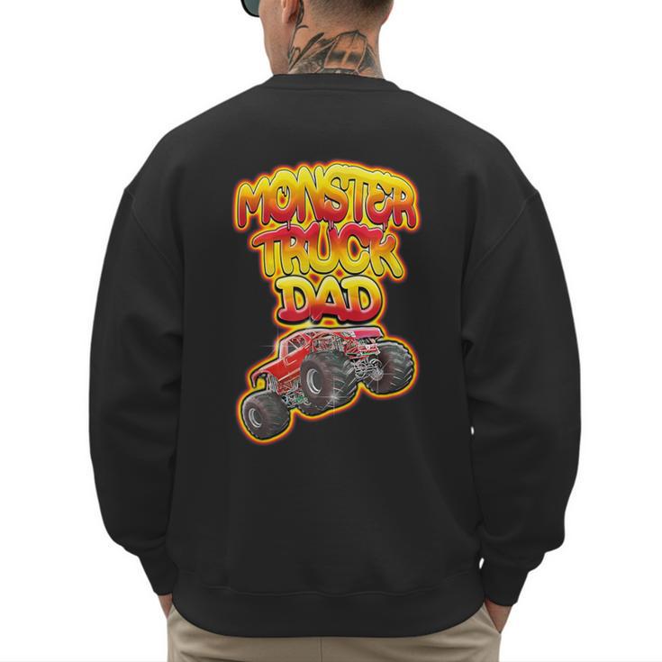 Monster Truck Dad Hot Red Graffiti Style Men's Sweatshirt Back Print
