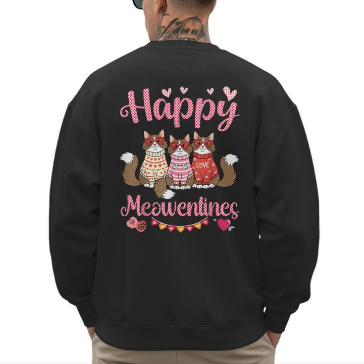 Norwegian Forest Cat Happy Meowentines Valentine Dad Mom Men's Sweatshirt Back Print