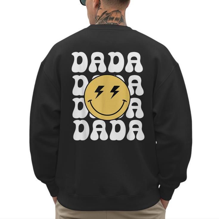 One Happy Family Birthday Matching Apparel Dada One Happy Dude Birthday Theme Family Matching  Adult Child Short Sleeve Crew Neck Classic Fit Polyester 50 Cotton 50 Men's Sweatshirt Back Print