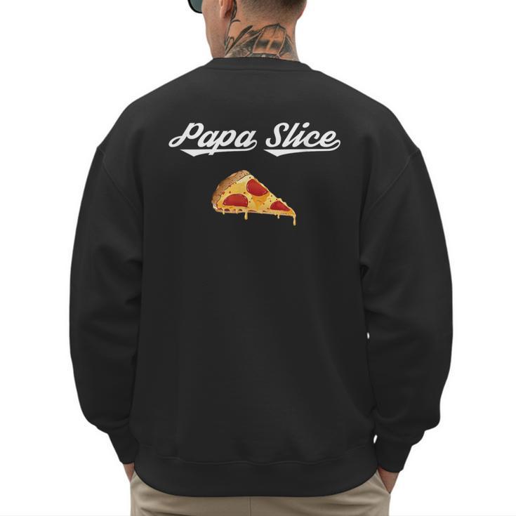 Papa Slice Pizza Belly Expectant Dad Pizza Pregnancy Reveal Men's Sweatshirt Back Print