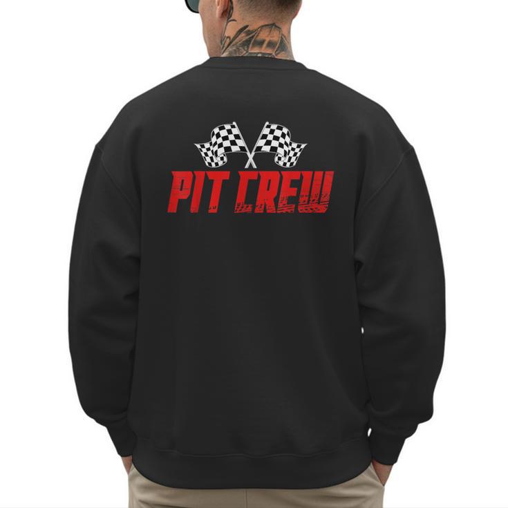 Pit Crew Family Racing Birthday Race Car For Dad Mom Kids Men's Sweatshirt Back Print