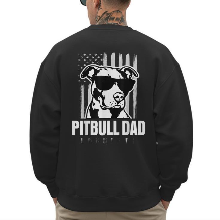 Pitbull Dad Men Pitbull Lover For Dog Dad American Flag Men's Sweatshirt Back Print