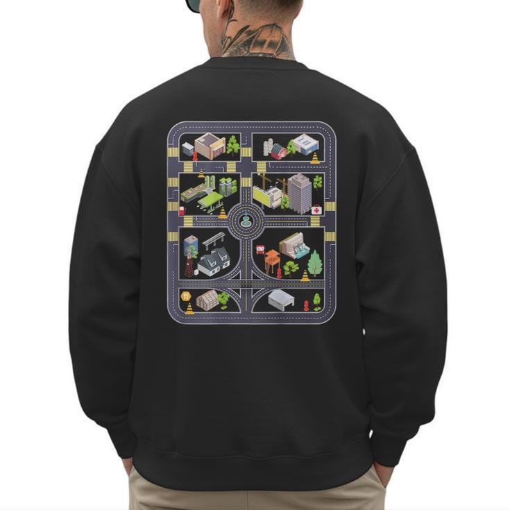 Play Cars On Dad's Back Mom's Back City Map BACK PRINT ONLY Men's Sweatshirt Back Print