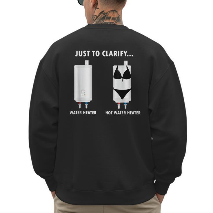 Plumber Hot Water Heater Plumbing Dad Joke Men's Sweatshirt Back Print