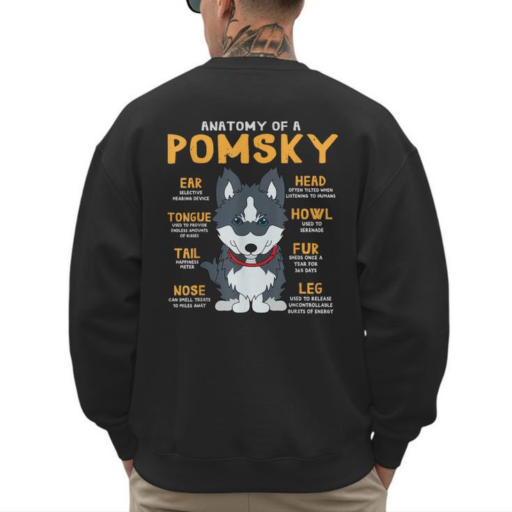 Pomsky Anatomy Dog Mom Dad Men's Sweatshirt Back Print