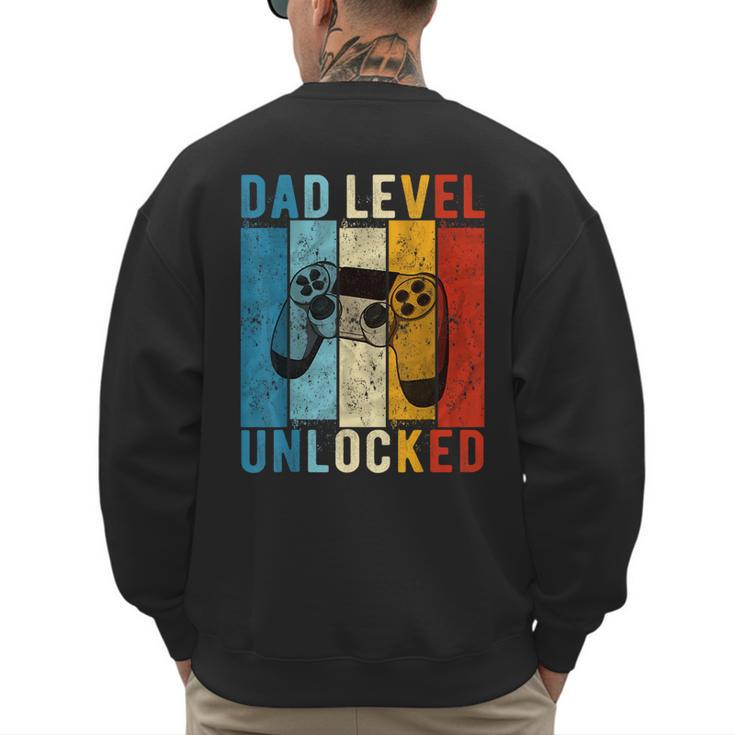 Pregnancy Announcement Dad Level Unlocked New Daddy Father Men's Sweatshirt Back Print