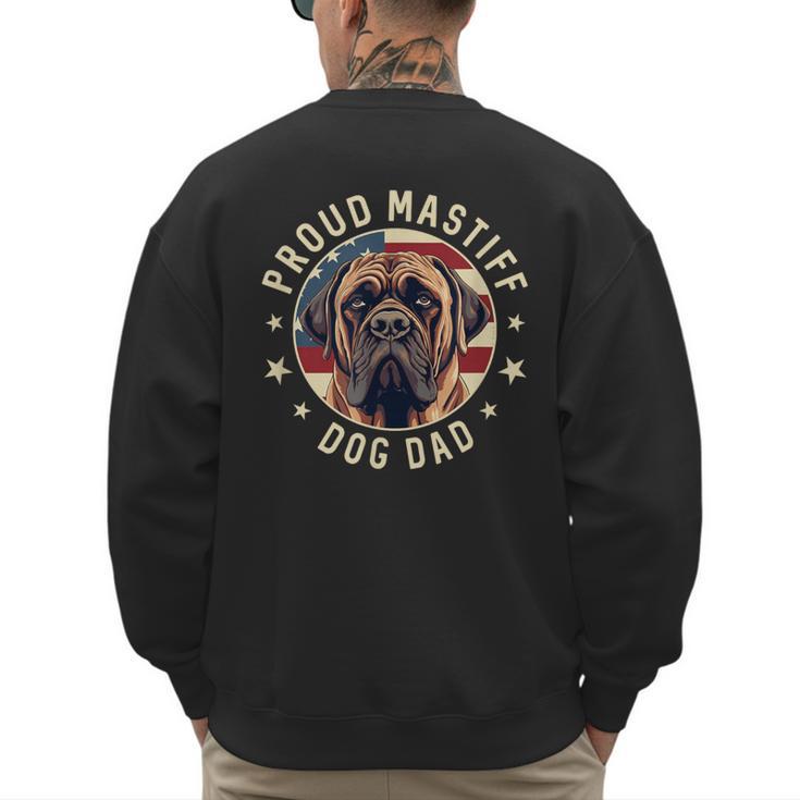 Proud Mastiff Dad American Flag Patriotic Mastiff Dad Men's Sweatshirt Back Print
