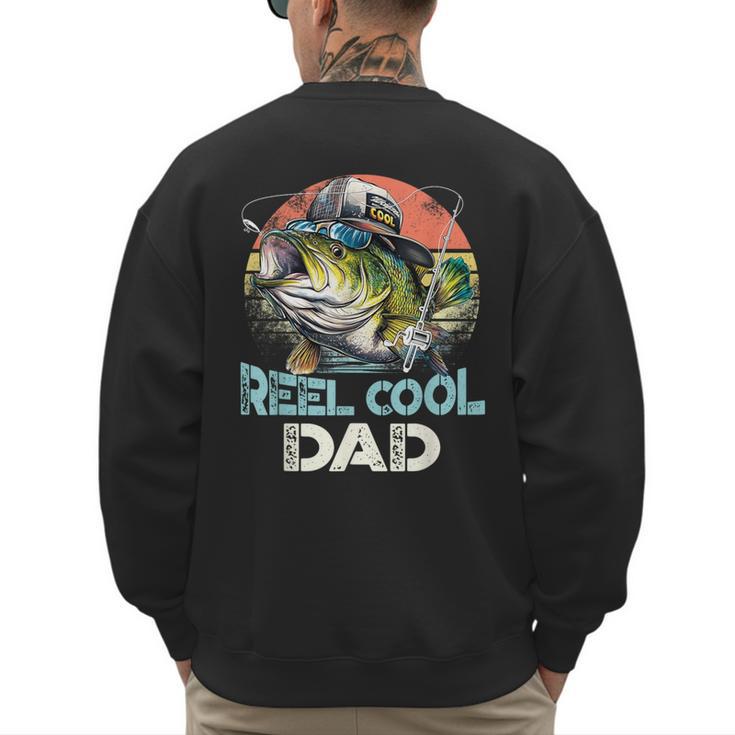 Reel Cool Dad Fishing Vintage Retro Father's Day Men's Sweatshirt Back Print