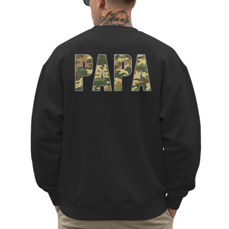 Retro Camo Hunting Papa Old Camo Dad Father’s Day Daddy Men's Sweatshirt Back Print