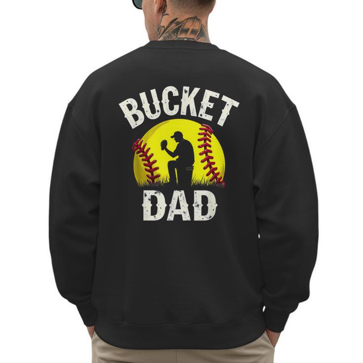 Retro Daddy Bucket Dad Softball Girl Men's Sweatshirt Back Print