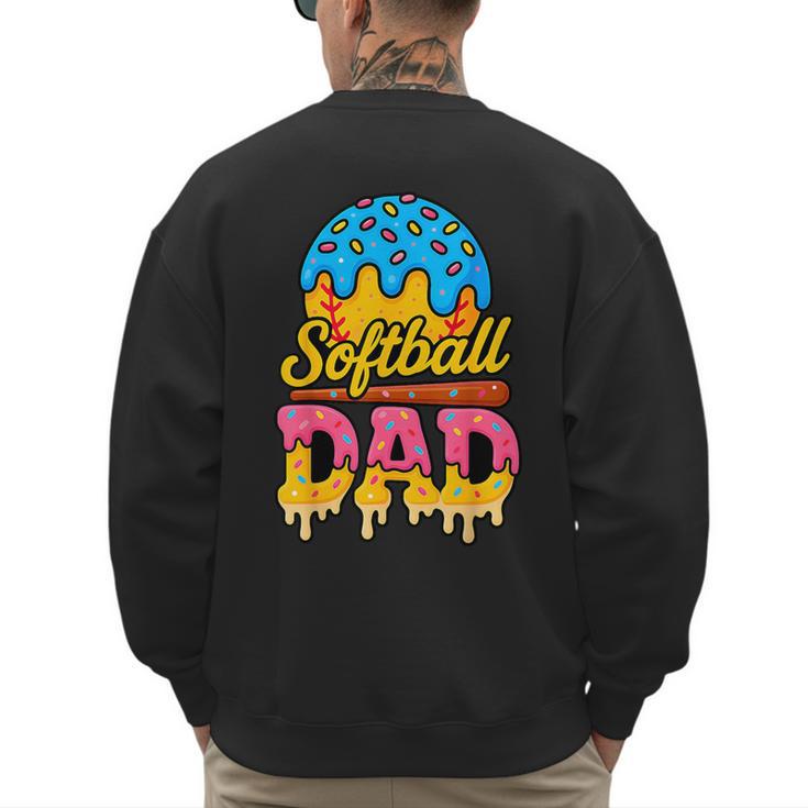 Retro Ice Cream Drip Softball Dad Game Day Dad Father's Day Men's Sweatshirt Back Print