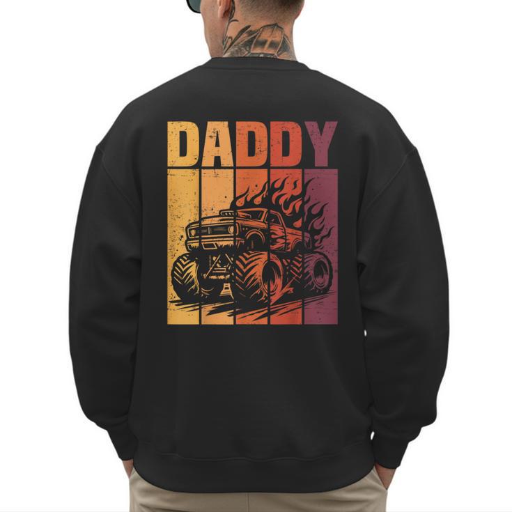 Retro Monster Truck Daddy Matching Family Birthday Party Men's Sweatshirt Back Print