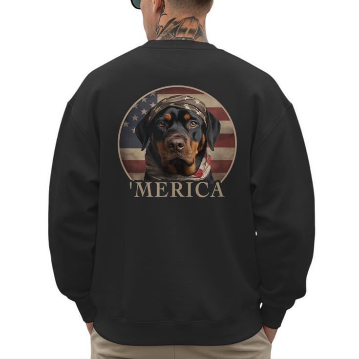 Rottie Dog Mom Dad 'Merica Rottweiler Men's Sweatshirt Back Print