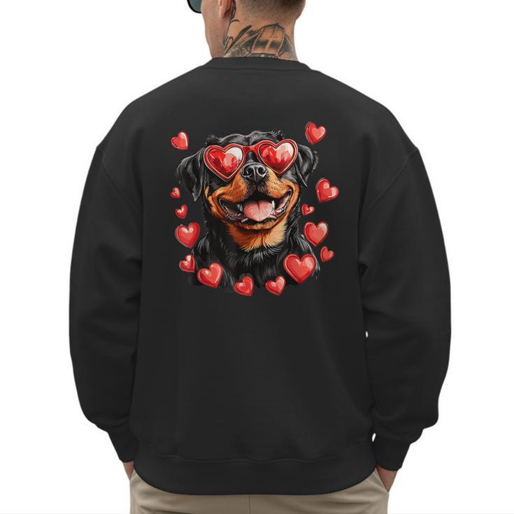 Rottweiler Heart Glasses Cute Rottie Dog Lover Mom Dad Kids Men's Sweatshirt Back Print