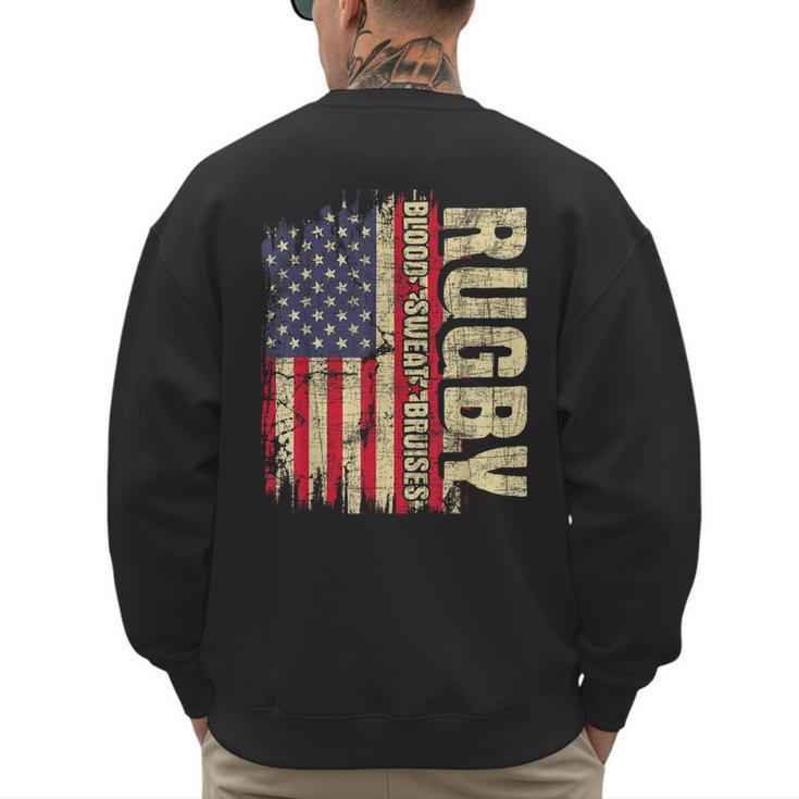 Rugby Blood Sweat Bruises Rugby Player Coach Dad Mom Men's Sweatshirt Back Print