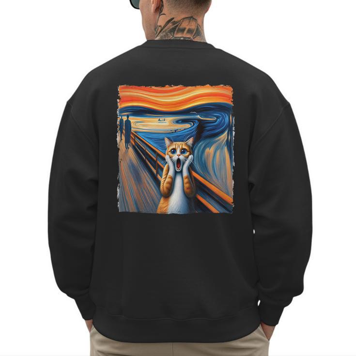 The Scream Cat Parody For Kitty Cat Lover Cat Mom Cat Dad Men's Sweatshirt Back Print