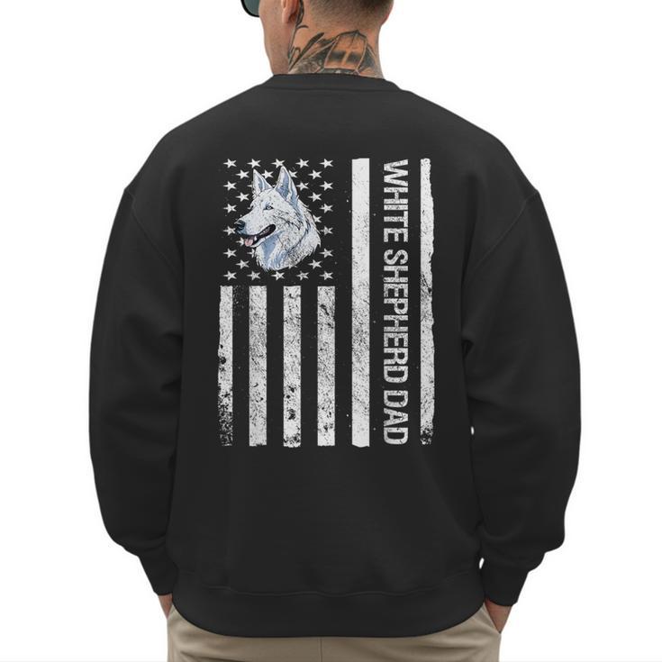 Shepherd Dad USA Flag White German Shepherd Men's Sweatshirt Back Print