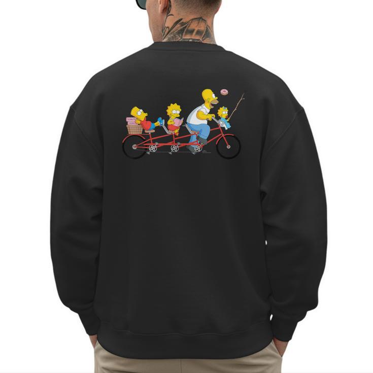 The Simpsons Father's Day Homer And Kids Bike Ride With Dad Men's Sweatshirt Back Print