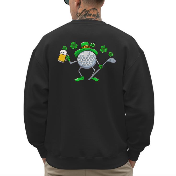 St Patricks Day Golf Golfing Irish Golfer Beer Humor Men Dad Men's Sweatshirt Back Print