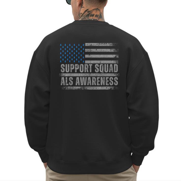 Support ALS Awareness Month USA American Flag Men Dad Men's Sweatshirt Back Print