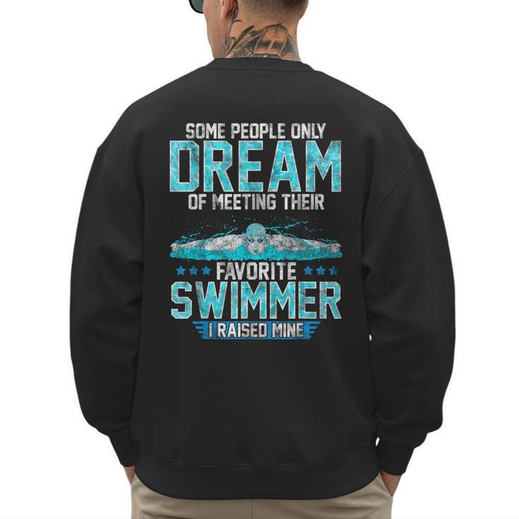 Swimming Parent Swimmer Mom Dad My Favorite Swim Meet Men's Sweatshirt Back Print