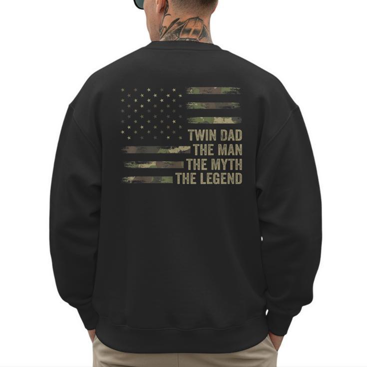 Twin Dad Camo USA Flag Twin Dad The Man The Myth The Legend Men's Sweatshirt Back Print