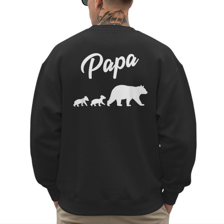 Twin Dad Papa Bear Two Cubs 2 Kids Men's Sweatshirt Back Print