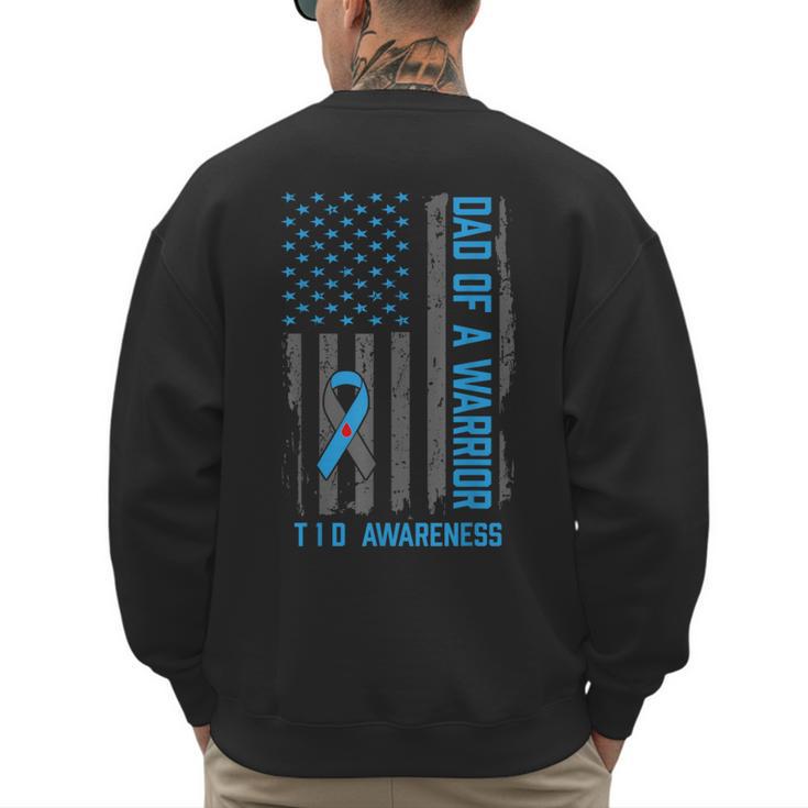 Type 1 Diabetes Awareness T1D Dad Of Warrior Type 1 Diabetic Men's Sweatshirt Back Print