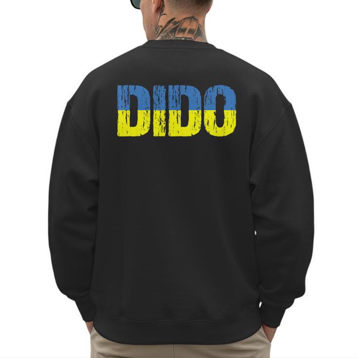 Ukrainian Dido Grandfather Dad Ukraine Flag Distressed Men's Sweatshirt Back Print