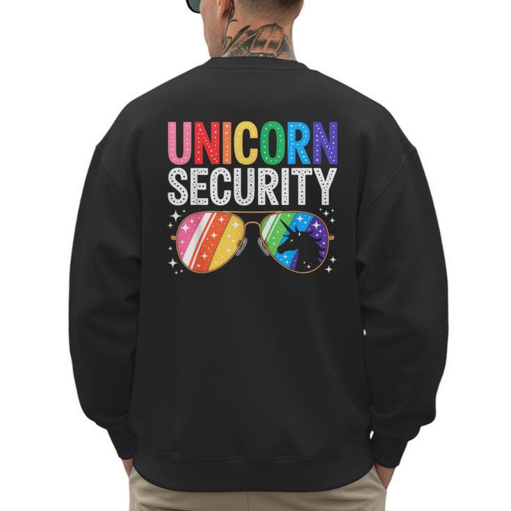 Unicorn Security Birthday Family Halloween Costume Mom Dad Men's Sweatshirt Back Print