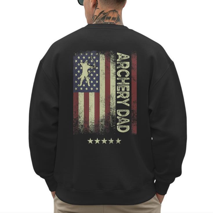 USA American Flag Archery Dad Men's Sweatshirt Back Print