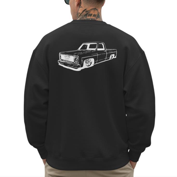 Vintage 73-87 Mini C10 Truck Slammed Graphic Dad Gag Father Men's Sweatshirt Back Print