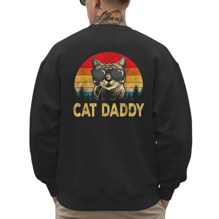 Vintage Cat Daddy Cat Lover Cat Dad Fathers Men's Sweatshirt Back Print