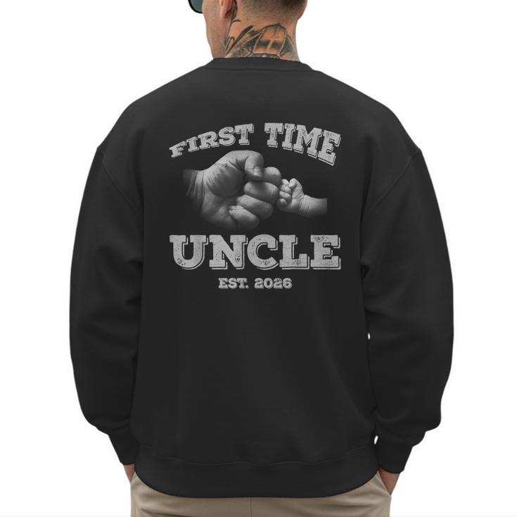 Vintage First Time Uncle 2026 Hand Dad Baby Father's Day Men's Sweatshirt Back Print