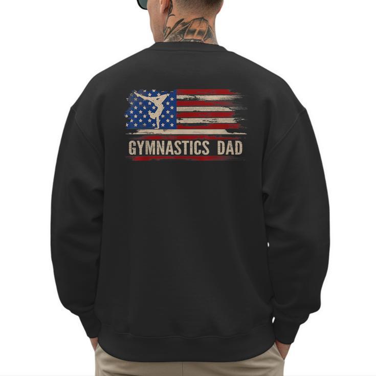 Vintage Gymnastics Dad American USA Flag Sports Men's Sweatshirt Back Print