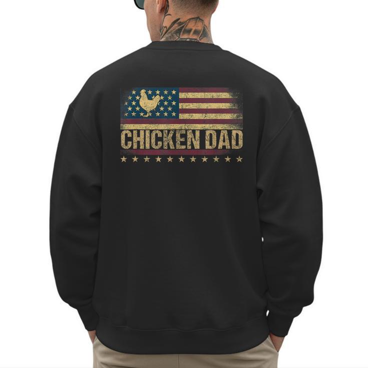Vintage USA Flag Chicken Dad Stars Men's Sweatshirt Back Print