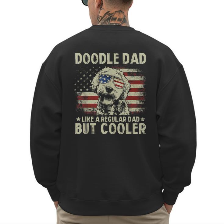 Vintage USA Flag Goldendoodle Doodle Dad Fathers Day Men Men's Sweatshirt Back Print