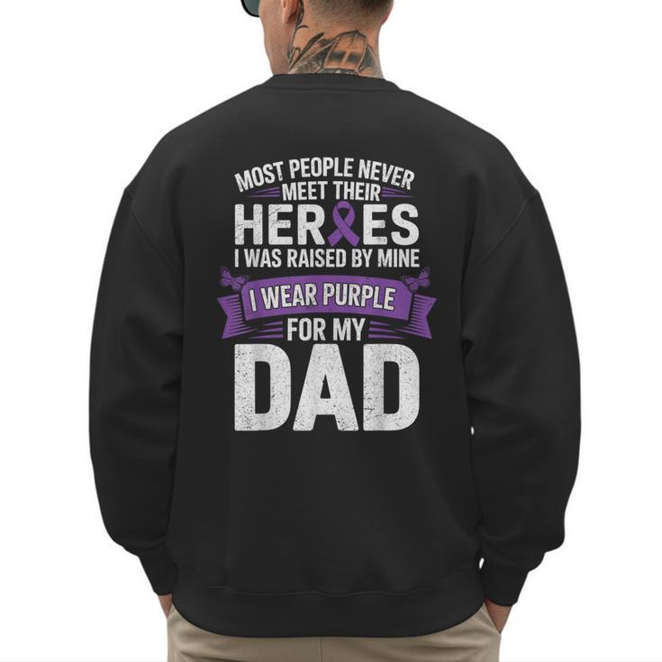 I Wear Purple For My Dad Pancreatic Cancer Support Men's Sweatshirt Back Print