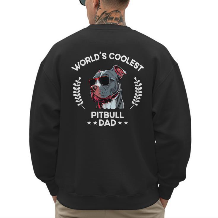 World's Coolest Dog Dad Papa Men Pitbull Men's Sweatshirt Back Print